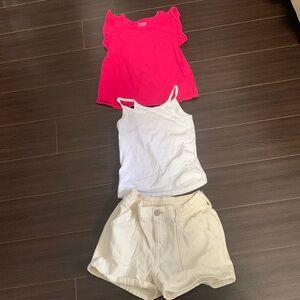 The Children's Place Pink and White Tops with Cream Shorts
Pants is old navy